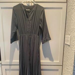 Jenni Kayne Womens BlueStriped Button Down A Line Maxi Dress Blue Cotton Size XS